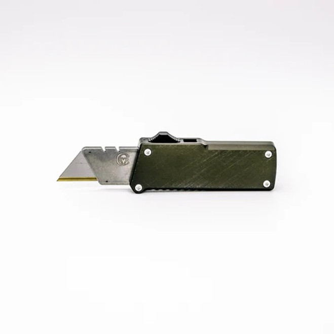 Chaves CHUB OTF Auto Knife OD Green Aluminum Handle Razor Blade Crosshatch Finish