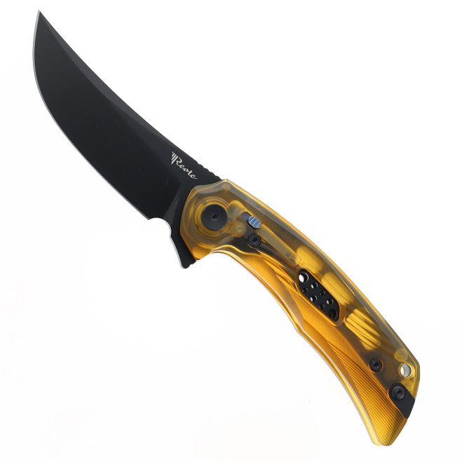 Reate PL-7 Pivot Lock Folding Knife Ultem Handle Black PVD Nitro-V Blade