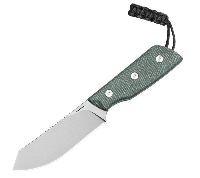 Straight Line Digger Fixed Blade Knife Green Canvas Micarta Handle 14C28N Plain Edge Stonewash Finish DG-GC Green