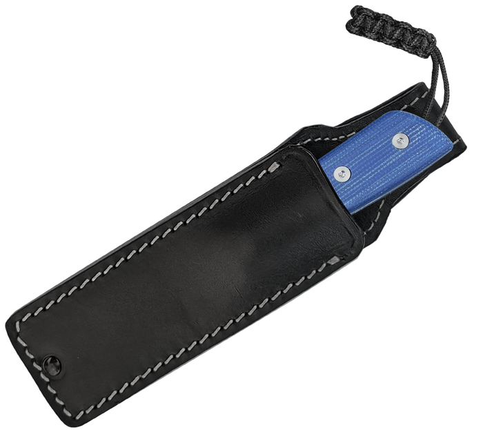 Straight Line Digger Fixed Blade Knife Blue Canvas Micarta Handle