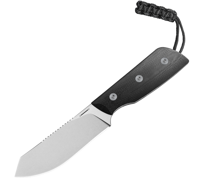 Straight Line Digger Fixed Blade Knife Black G10 Handle 14C28N Plain Edge Stonewash Finish