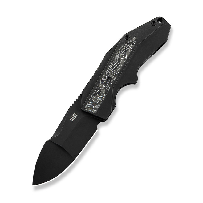 WE Coral Folding Knife Black Titanium/Aluminum Foil Carbon Fiber Handle  20CV Plain Edge Black Stonewash Finish WE24044-1