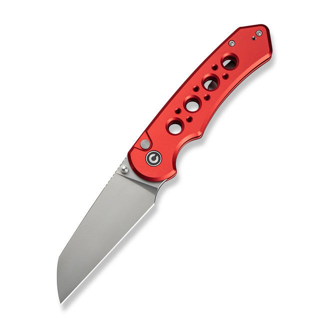 Civivi Pragma Prime Folding Knife Red Aluminum Handle 14C28N Plain Edge Stonewash Finish C24067-2