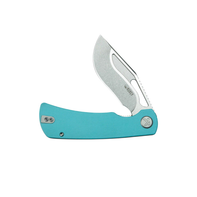 Kubey Gurkha EDC Folding Knife Tiffany Blue G-10 Handle Beadblast