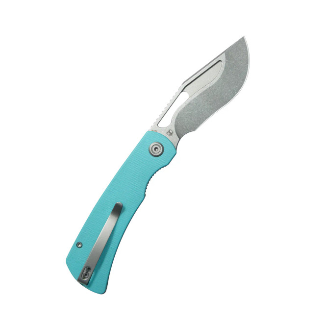 Kubey Gurkha EDC Folding Knife Tiffany Blue G-10 Handle Beadblast