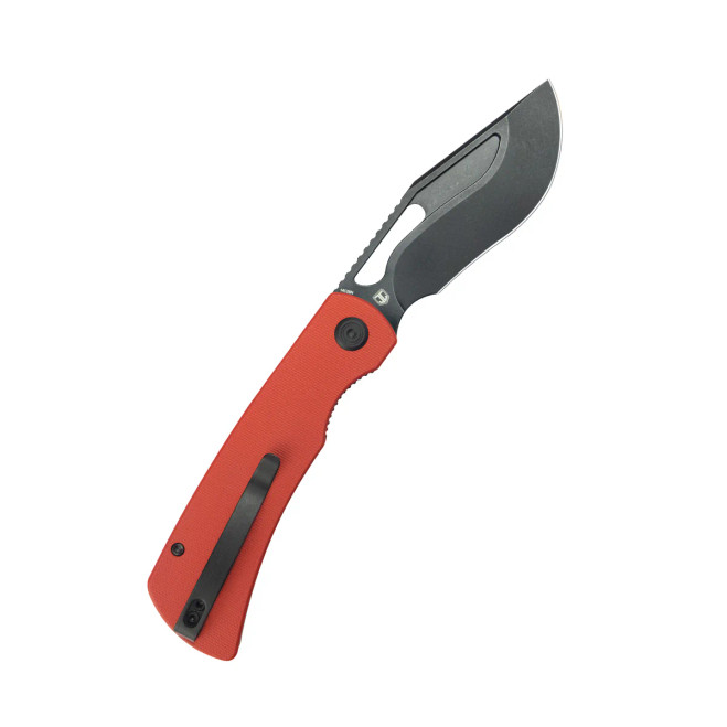 Kubey Gurkha EDC Folding Knife Red G-10 Handle Blackwash Sandvik