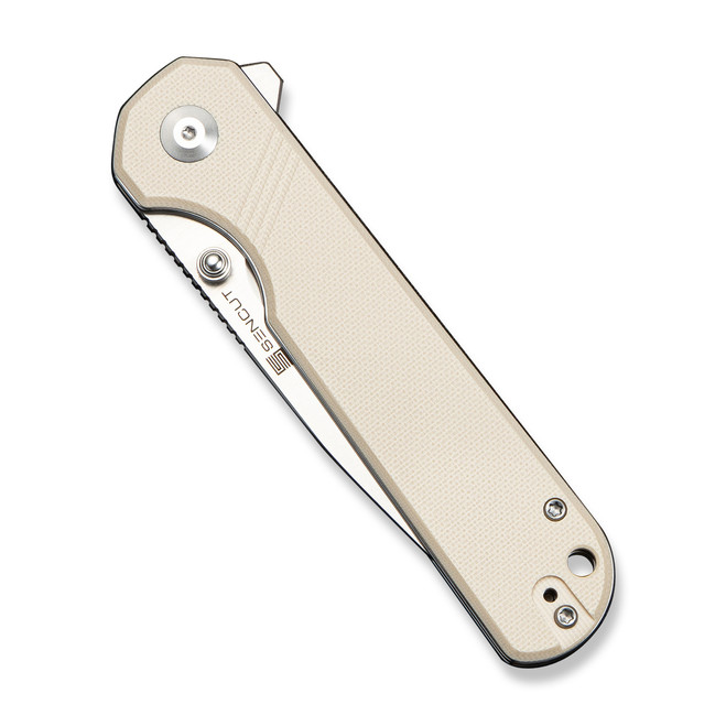 Sencut Aetheris Folding Knife Off White G10 Handle 9Cr18MoV Plain