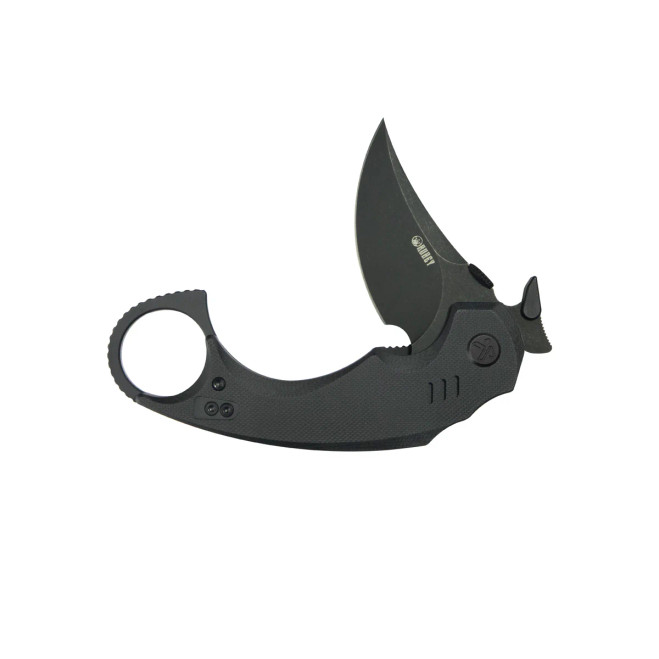 Kubey Jaw Pikal Karambit Folding Knife Black G-10 Handle Blackwash