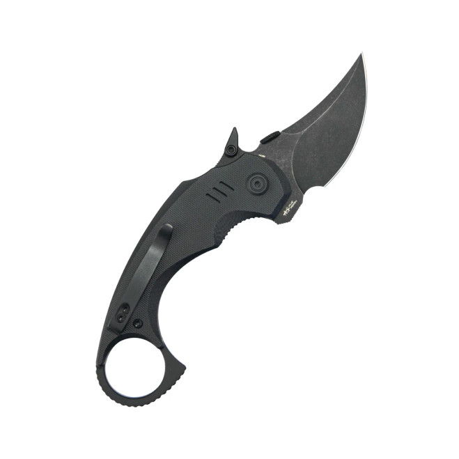 Kubey Jaw Pikal Karambit Folding Knife Black G-10 Handle Blackwash