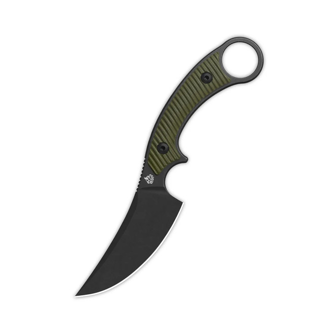 QSP Viper Fixed Blade Knife OD Green G10 Handle 10Cr15MoV Clip