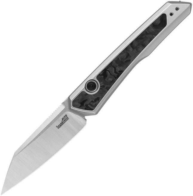 Kershaw Launch 20 Button Lock Auto Knife Gray Aluminum/Carbon Fiber Handle Magnacut Plain Edge KS7050