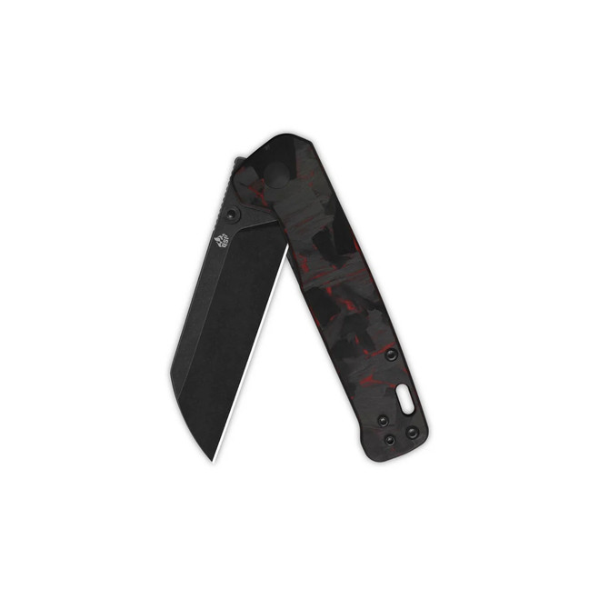 QSP Penguin V2 Folding Knife Red Shredded Carbon Fiber/G10 Handle