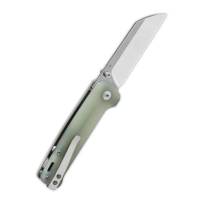 QSP Penguin V2 Folding Knife Jade G10 Handle D2 Sheepsfoot Plain Edge QS130V2-G1