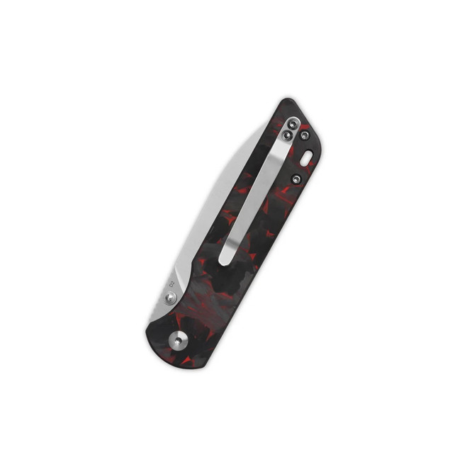 QSP Parrot V2 Folding Knife Red Shredded Carbon Fiber/G10 Handle