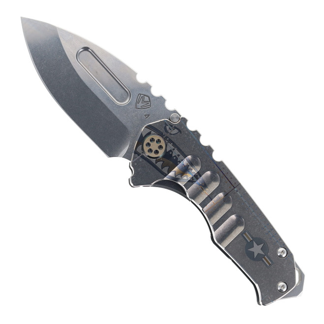 Medford Genesis Folding Knife Warthog/Star-N-Bars/Rivets Titanium Handle S45VN MK0294TD-01TM-TPCP-BN