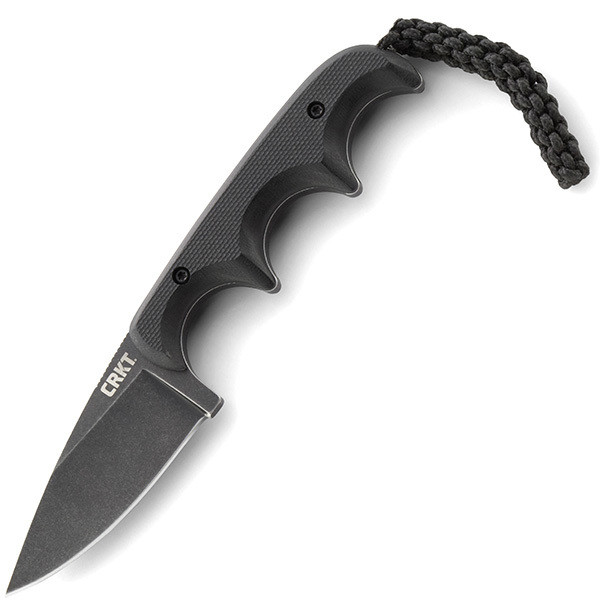 CRKT Minimalist Drop Point Fixed Blade Neck Knife Black G-10 Handle Plain Blackwash Edge 2384K