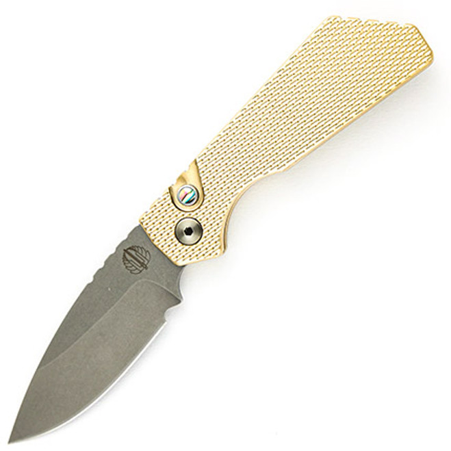 Pro-Tech Strider PT Automatic Knife Textured Bronze Anodized Aluminum Handle Magnacut Plain Edge Stonewash Finish PT234