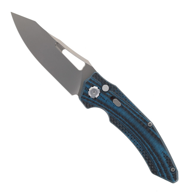 Maxace Babylon A Automatic Knife Blue Carbon Fiber Handle M390 Plain EdgeX02A Maxace Babylon A Automatic Knife Blue Carbon Fiber Handle M390 Plain EdgeX02A