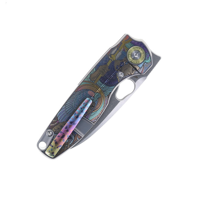 TwoSun TS129 Folding Knife Engraved Titanium Handle M390 Plain