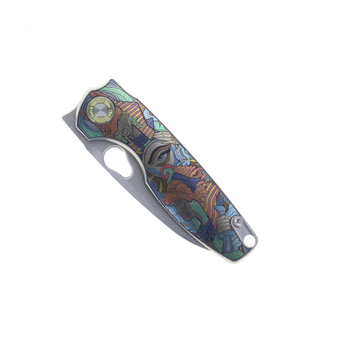 TwoSun TS129 Folding Knife Engraved Titanium Handle M390 Plain