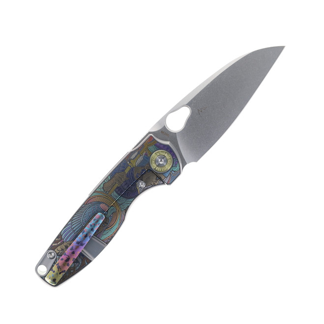 TwoSun TS129 Folding Knife Engraved Titanium Handle M390 Plain