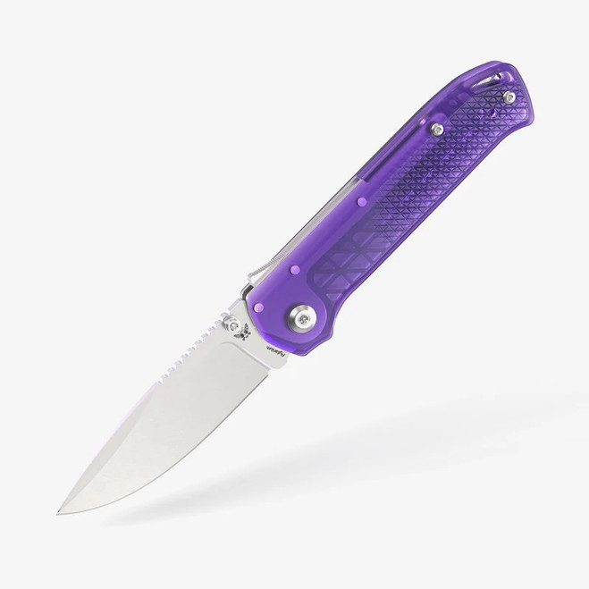 Flytanium Arcade Lite Shark Lock Folding Knife Atomic Purple Handle AUS-10A Drop Point Plain Edge  1395PS