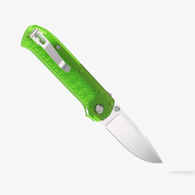 Flytanium Arcade Lite Shark Lock Folding Knife Digital Green Poly Handle AUS-10A Drop Point Plain Edge 1395GS
