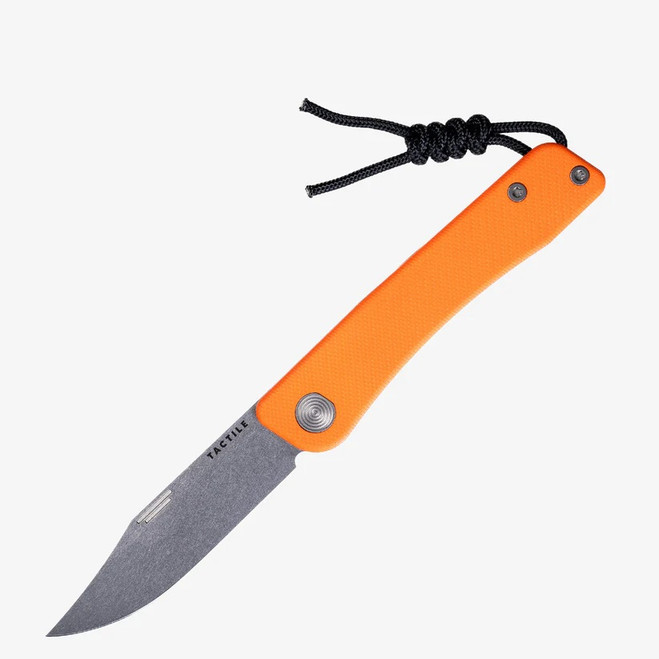 Tactile Knife Co  Bexar Folding Knife Orange G10 Handle MagnaCut Clip Point Plain Edge Stonewash Finish 20-BX-MC01-GXOJ