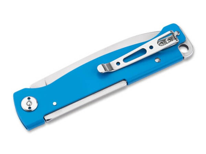 Boker Atlas Folding Knife Blue Stainless Steel Handle 12C27 Plain Edge 01BP0014