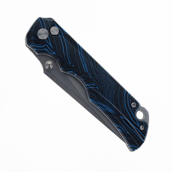 TwoSun Folding Knife Blue/Black 420/G10 Handle 14C28N Plain Edge
