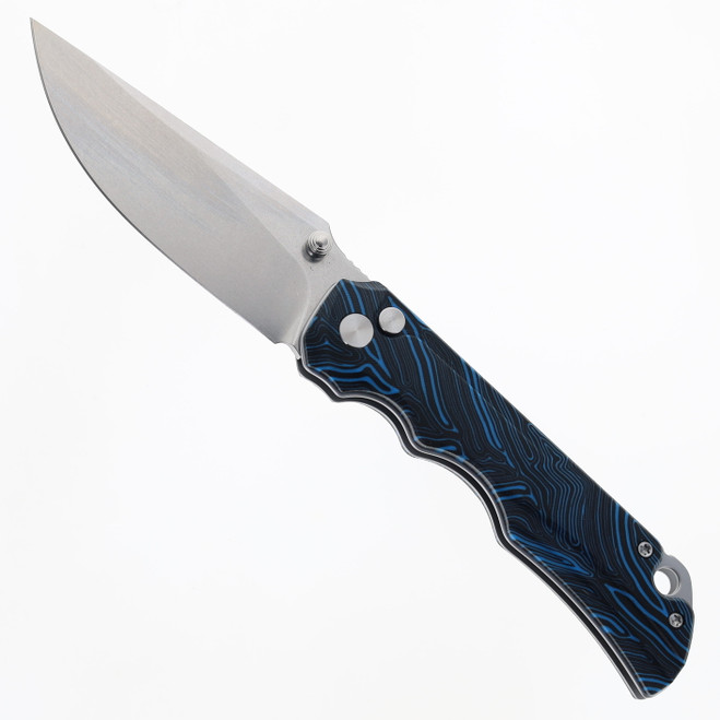 TwoSun Folding Knife Blue/Black 420/G10 Handle 14C28N Plain Edge TS598-14c28n-BL