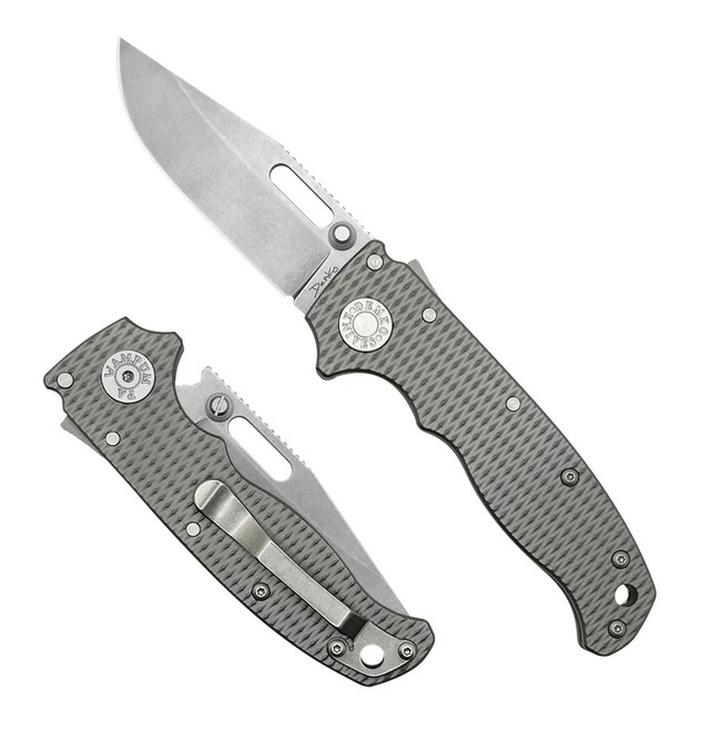 Demko AD20.5 Folding Knife Textured Titanium Handle 3V Blade Steel Clip Point