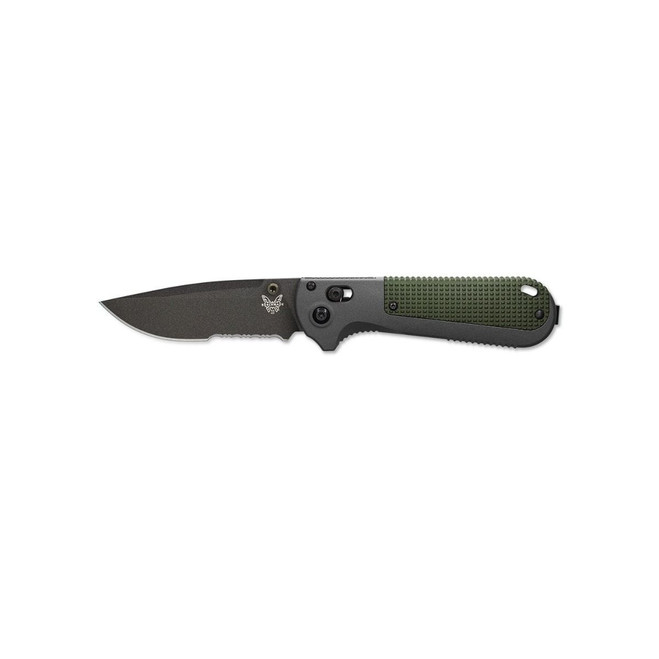 Benchmade Redoubt Folding Knife Black Grivory Handle D2 Drop Point Serrated Black Blade 430SBK