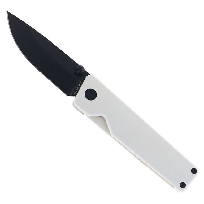 James Brand Knives The Chapter 2 Bone White Titanium Black PVD Drop Point S35VN Blade Folding Knife KN127233-00