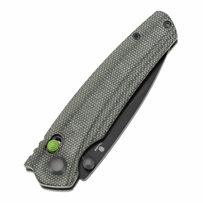 Tenable Raven Folding Knife Blackwash 14C28N Blade Green Micarta