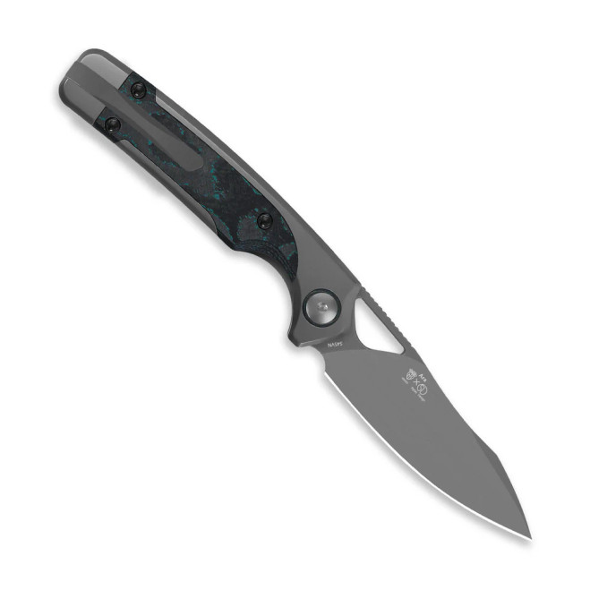 い Kizer Ara Folding Knife Black Titanium with Camo Carbon Brittany