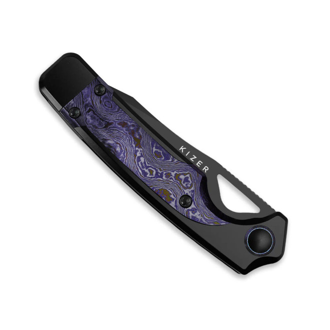Kizer Ara Folding Knife Timascus Handle DLC Cruwear Blade