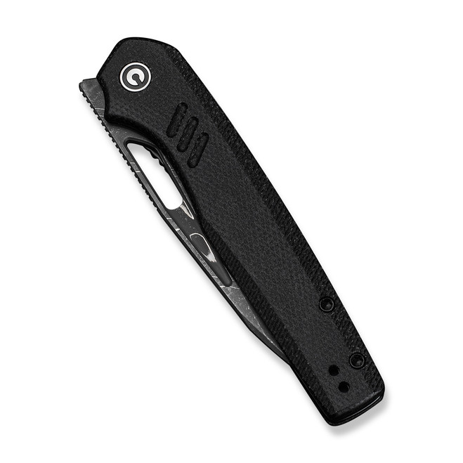 Civivi Guile Folding Knife Black Canvas Micarta Handle Damascus
