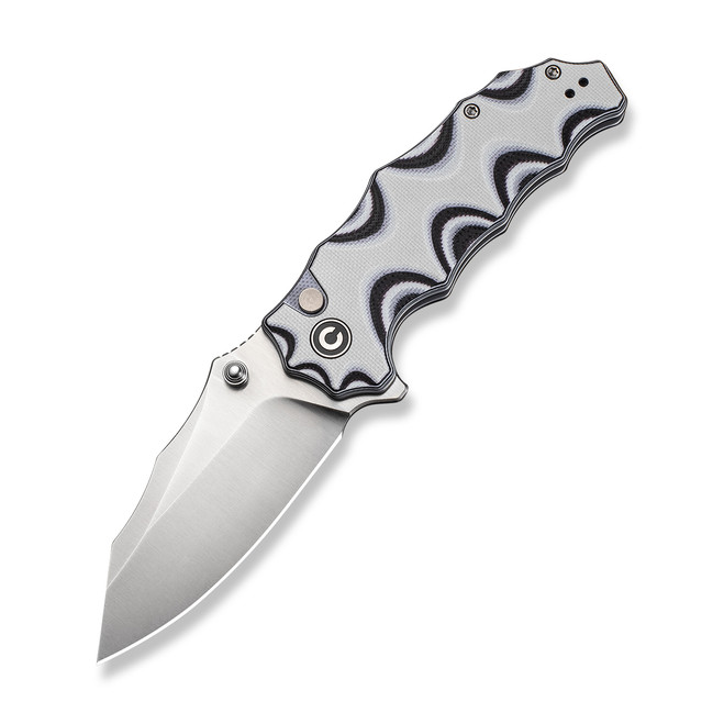 Civivi Natterjack Folding Knife Milled White and Black Layered G10 Handle 14C28N Plain Edge Satin Finish C24028-3