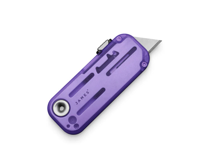 James Brand Knives Palmer Utility Knife Clear Atomic Purple Handle Electric Green Lanyard High Carbon Steel Blade KN126211-00 James Brand Knives Palmer Utility Knife Clear Atomic Purple Handle Electric Green Lanyard High Carbon Steel Blade KN126211-00