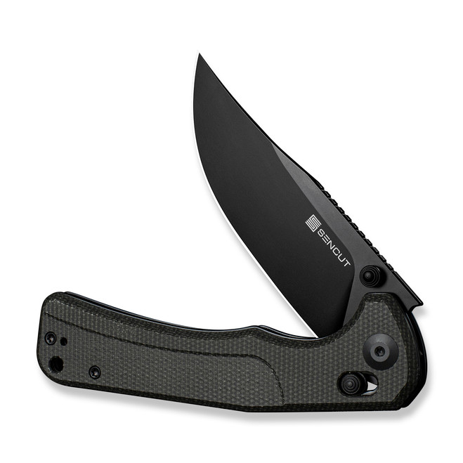 リアル 1 Sencut Slybolt Folding Knife Dark Green Canvas Micarta Handle