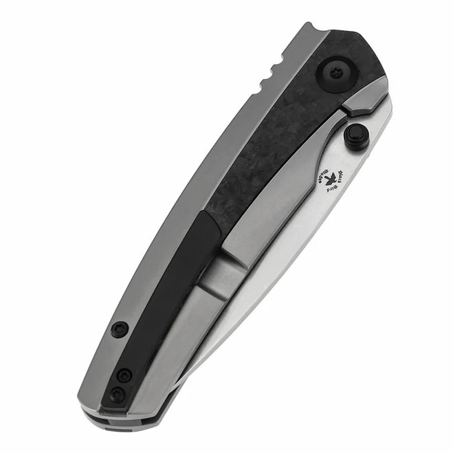 c Kansept Raven Folding Knife Beadblast Titanium/Shred Carbon Fiber