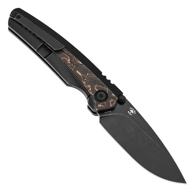 ブラックフライデー、ダービーカジノ　かしわ Kansept Raven Folding Knife Blackwash Titanium/Copper Carbon Fiber