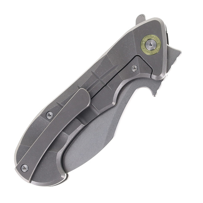 TwoSun Folding Knife Stonewash Titanium Handle K110 Plain Edge