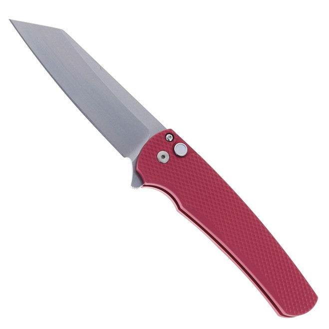 Pro-Tech Knives Malibu Folding Knife Textured Red Aluminum Handle Magnacut Reverse Tanto Plain Edge Stonewash Finish 5405-LTD-RED Pro-Tech Knives Malibu Folding Knife Textured Red Aluminum Handle Magnacut Reverse Tanto Plain Edge Stonewash Finish 5405-LTD-RED