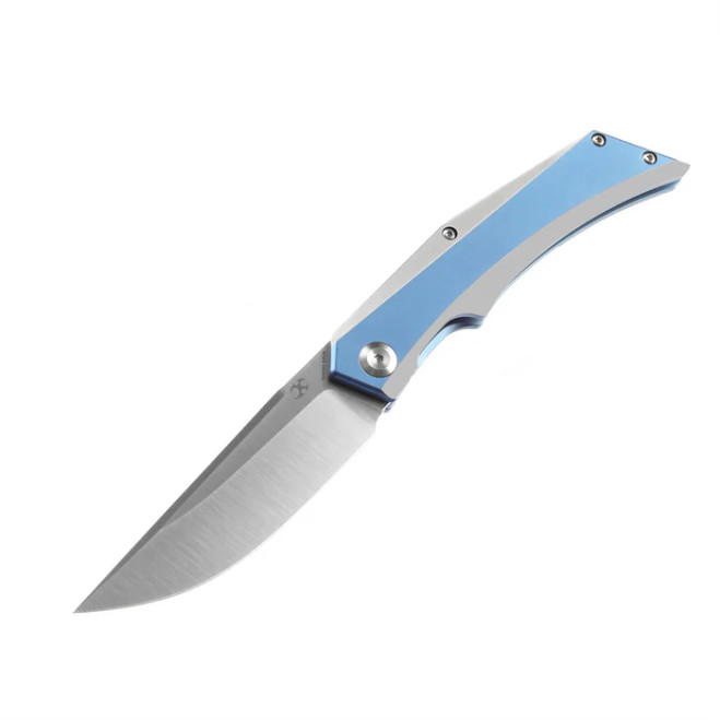 Kansept Knife Naska K1035A3 Satin CPM-S35VN Blade Blue Anodized and Plain Titanium Handle Folding Knife