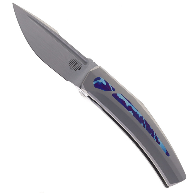 Steel Addiction Knives Small Krypton Kickstop Timascus Inlay Titanium Elmax Folding Knife