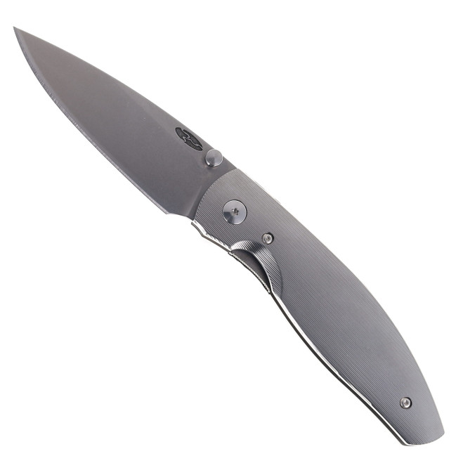 TRM Three Rivers Manufacturing Atom Folding Knife Pinstripe Titanium Handle Magnacut Blade TRM Three Rivers Manufacturing Atom Folding Knife Pinstripe Titanium Handle Magnacut Blade