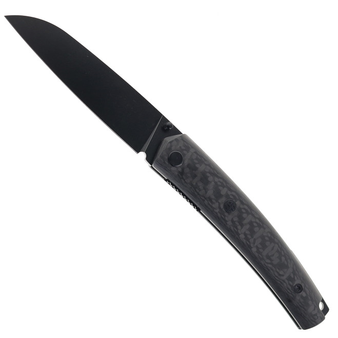 Petrified Fish PF719-CDW Folding Knife Carbon Fiber Handle Black Stonewashed Blade