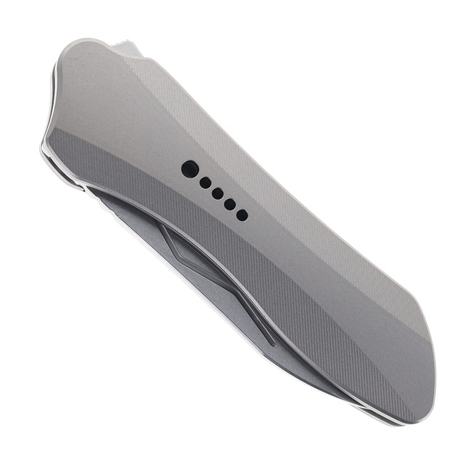 Twosun Folding Knife Gray Titanium Handle 14C28N Plain Edge TS567